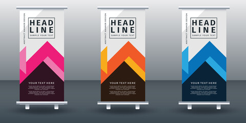 Roll up banner set design template. Vector illustration