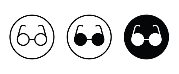 Round Glasses icon, Eyeglasses button, vector, sign, symbol, logo, illustration, editable stroke, flat design style isolated on white