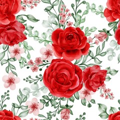 aquarel bloem vrijheid rose rood naadloze patroon