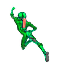 retro astronaut is flying away