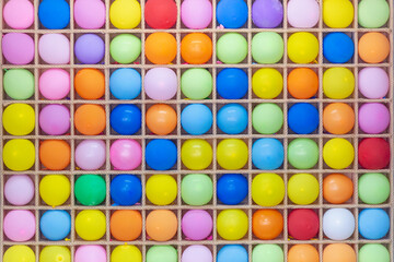Colored balloons in the dart shooting range.