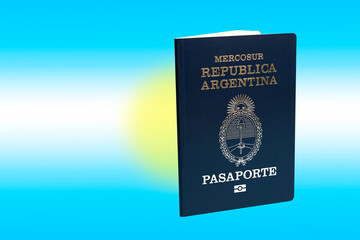 Argentine passport document. Background flag colors