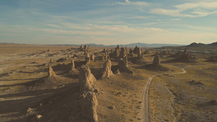 Trona Pinnacles Aerial Rock Landscapes, California