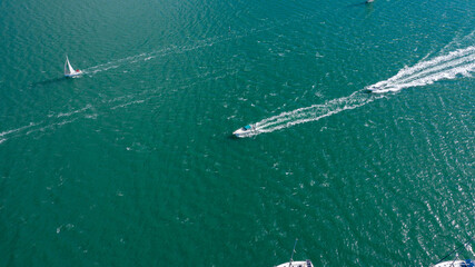 Aerial View from the Beach, Green Trees, City Streets and Waves - Tahuna Torea, Bucklands Beach View in New Zealand - Auckland Area © Rodrigo