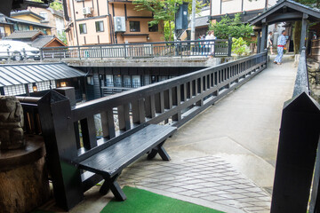 熊本県阿蘇郡南小国町の黒川温泉を観光している風景 Scenery of sightseeing at Kurokawa Hot Spring in Minami-Oguni Town, Aso County, Kumamoto Prefecture.