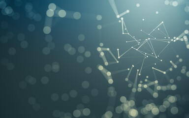 Abstract background. Molecules technology with polygonal shapes, connecting dots and lines. Connection structure. Big data visualization.