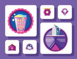 set of laundry stamps