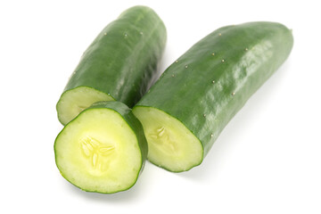 Fresh japanese cucumber isolated on white background. Healthy food