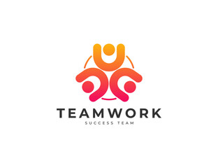 Teamwork people together community or unity logo design