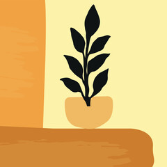 Wall art abstract vector illustration. Floral and Foliage line art drawing.  Abstract Plant Art design for print, cover, wallpaper, Minimal and natural wall art. Abstract shape.