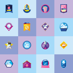 laundry badges icon set