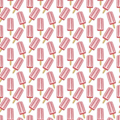 Illustration digital drawing ice cream seamless pattern of different shapes and colors on background. High quality illustration