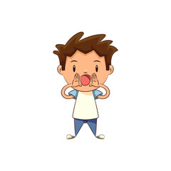 Child shouting, scream gesture cute kid