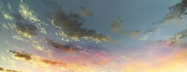 淡い夕焼けの空の風景イラスト