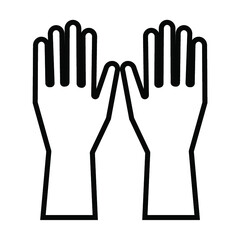 シンプルなゴム手袋の線画アイコン/白背景