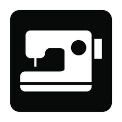 シンプルなミシンの白抜き正方形アイコン