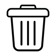 シンプルなゴミ箱の線画アイコン/白背景