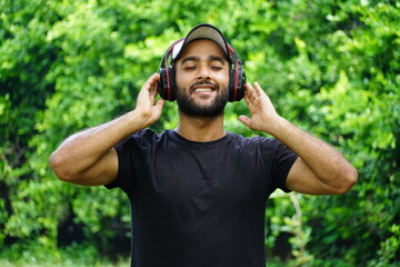 happy man with headphone image