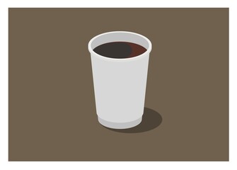 Coffee in a plastic cup. Simple flat illustration
