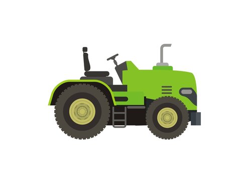 Farm tractor simple flat illustration