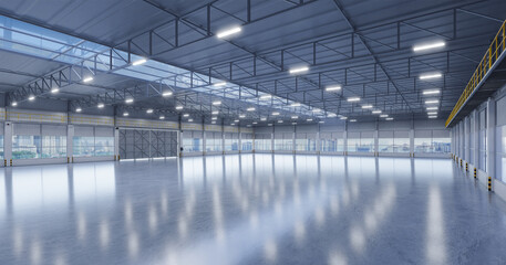 3D Industrial building warehouse interior