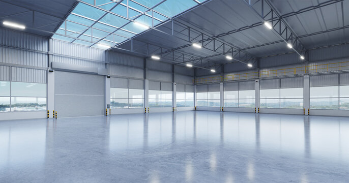 3D Industrial building warehouse interior