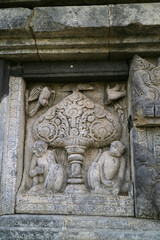 Yogyakarta Indonesia May 5, 2021 Antique and classic reliefs at Prambanan Temple, this area is now become a historical tourist spot for tourists