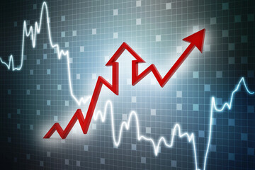 3d rendering business graph and documents. Stock market chart. Business graph background, Financial Background