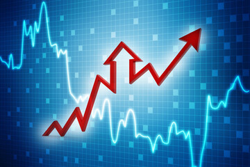 3d rendering business graph and documents. Stock market chart. Business graph background, Financial Background