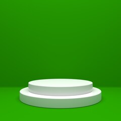 platform for products, podium for products on green background, 3d illustration