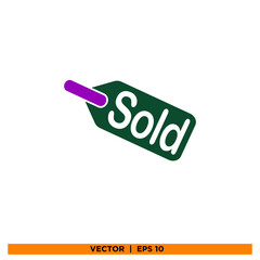 Icon vector graphic of text sold
