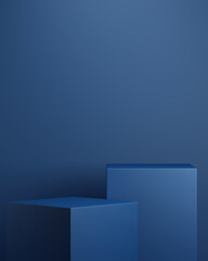 Minimal background.podium with blue background for product presentation. 3d rendering illustration.