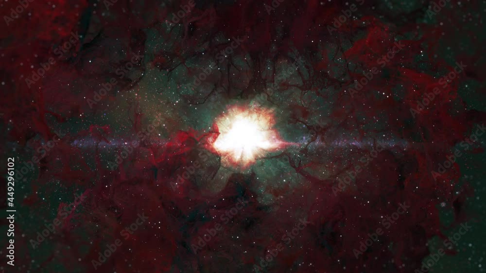 Wall mural nebula though light space with star glow in a seamless loop. this clip is a tube cloud nebula fly th