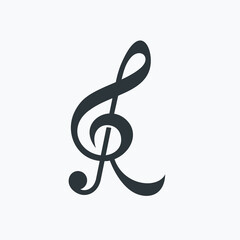 Fototapeta premium initial r combined clef music symbol