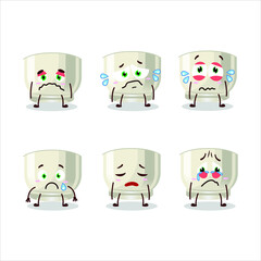 Glass of sake cartoon character with sad expression. Vector illustration