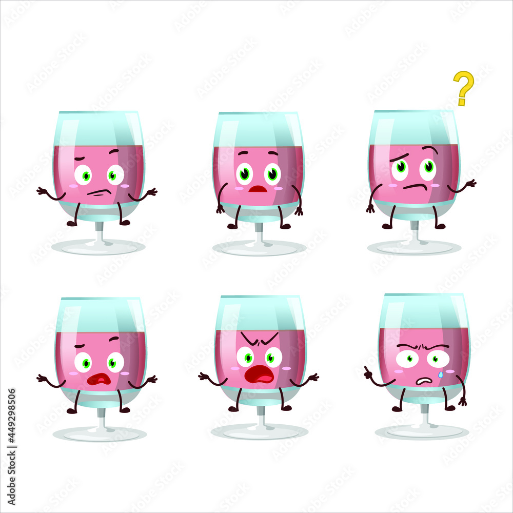 Canvas Prints Cartoon character of rose wine with what expression. Vector illustration