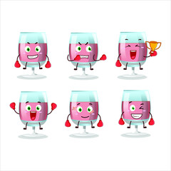 A sporty rose wine boxing athlete cartoon mascot design. Vector illustration