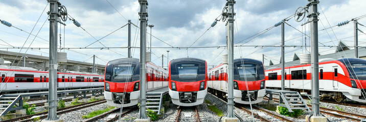 The Red Line train stops at a maintenance facility at Bang Sue Central Station, Bangkok, Thailand