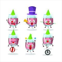 Cartoon character of rose wine with various circus shows. Vector illustration