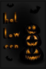 Halloween illustration with lettering and pumpkin. Vector illustration
