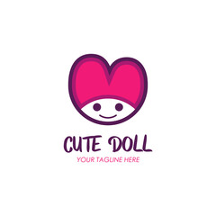 cute doll logo with mascot logo style, for toy brands and companies