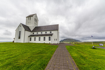 Fototapeta na wymiar Church and graveyard at Skalholt monastery. Skalholt was, through eight centuries, one of the most important places in Iceland.