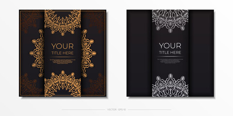 Luxurious Vector Preparing postcards in black color with vintage patterns.