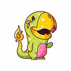 cute turtle and dragon monster for icon, logo, sticker and illustration.