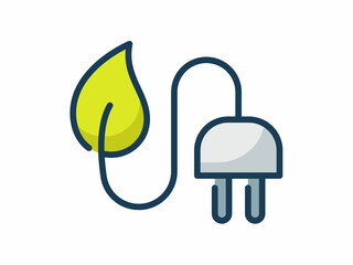 eco electric power energy green sustainable leaf plug single isolated icon with filled line style