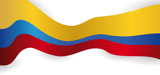 Isolated Colombian flag waving its tricolor stripes, Vector illustration