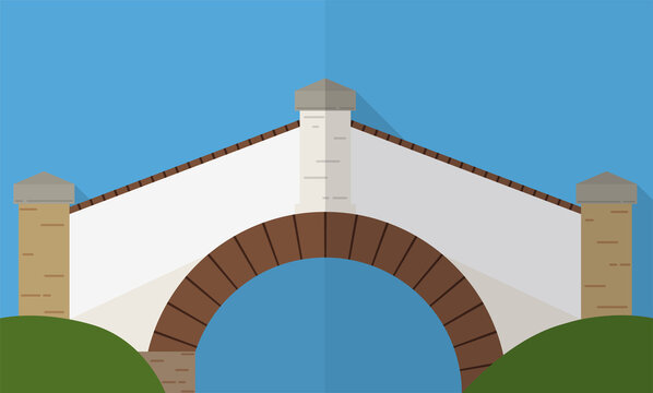 The Bridge of Boyaca in flat style and long shadow, Vector illustration