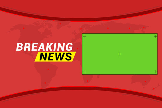Breaking News background with world map. Modern futuristic breaking news template backdrop for TV  channel studio screen.