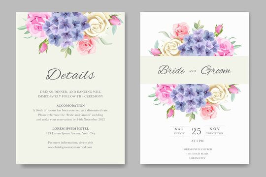 beautiful wedding invitation with floral template