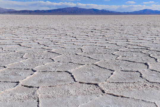The Salinas Grandes salt flats on the high Andean altiplano of Jujuy province, northwest Argentina